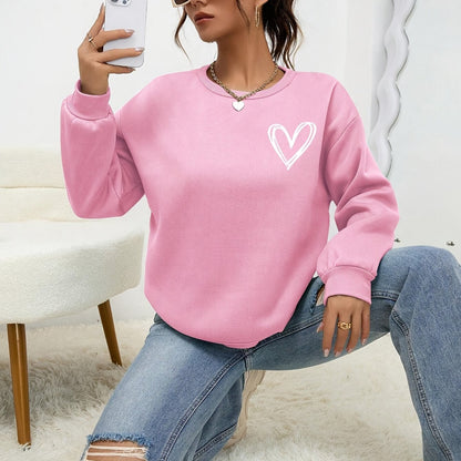 Sophie | Heart Print Long Sleeve Casual Sweatshirt