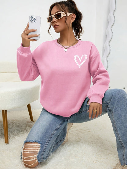 Sophie | Heart Print Long Sleeve Casual Sweatshirt