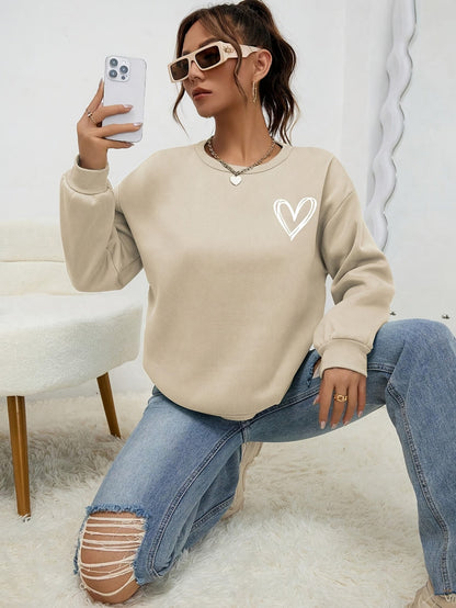 Sophie | Heart Print Long Sleeve Casual Sweatshirt
