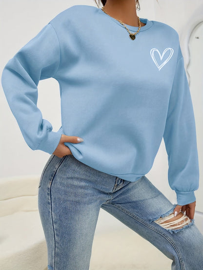 Sophie | Heart Print Long Sleeve Casual Sweatshirt