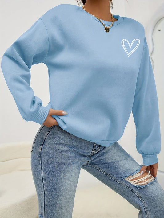 Sophie | Heart Print Long Sleeve Casual Sweatshirt
