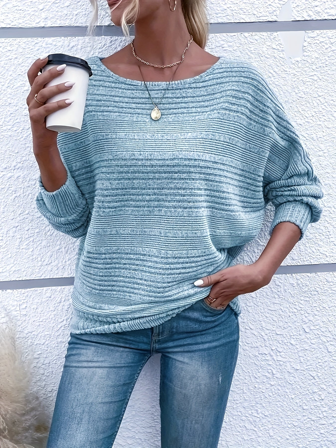 Sophie | Long Sleeve Round Neck Sweater in Solid Color