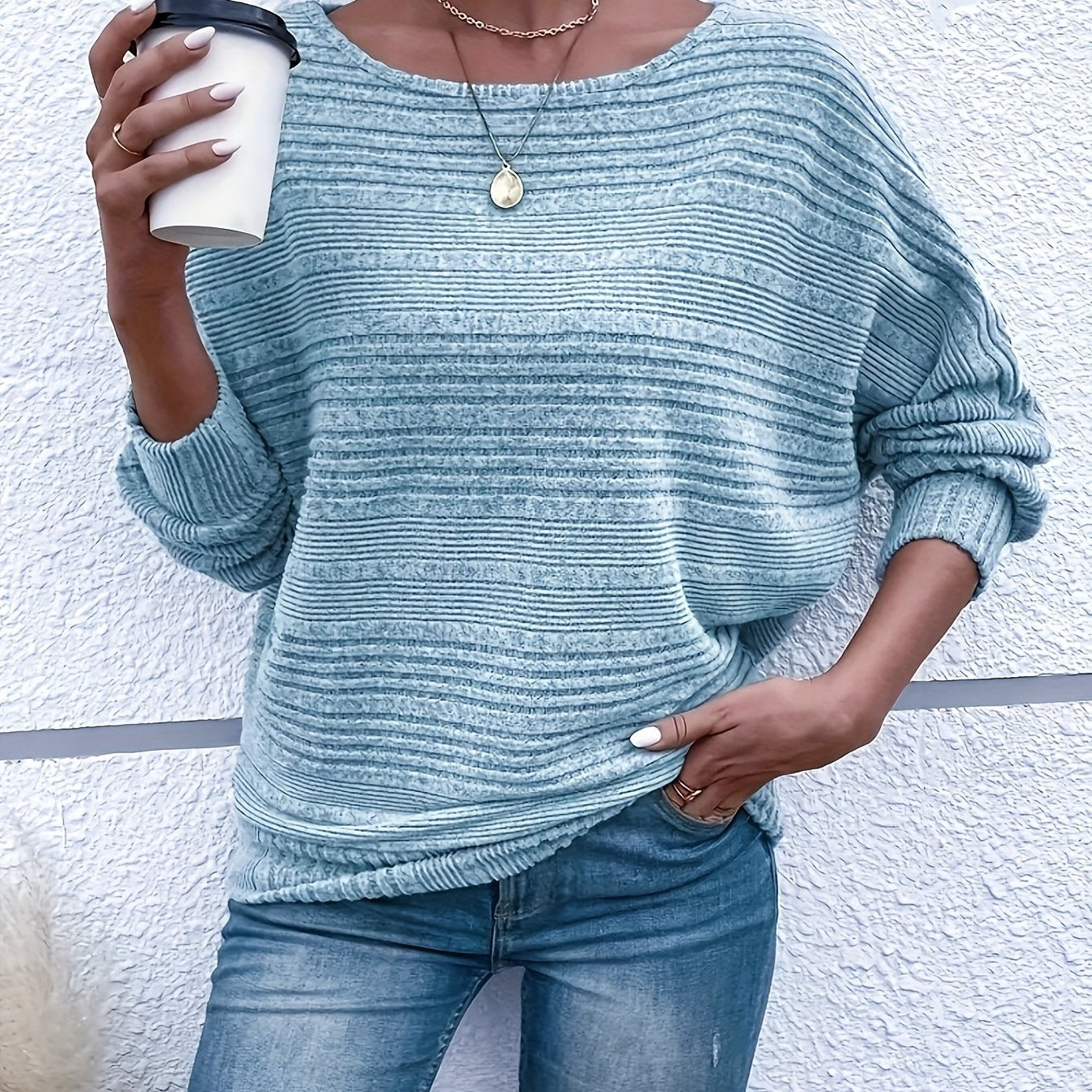 Sophie | Long Sleeve Round Neck Sweater in Solid Color