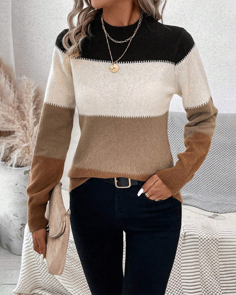 Stacey | Color Block High Neck Sweater