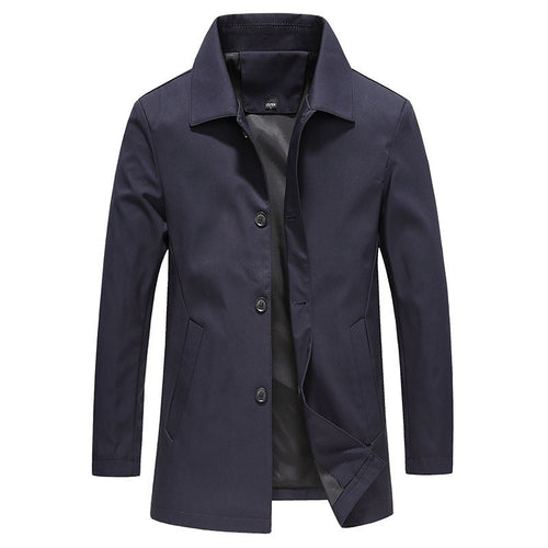 Thijs | Men's Long Windproof Coat in Solid Colors