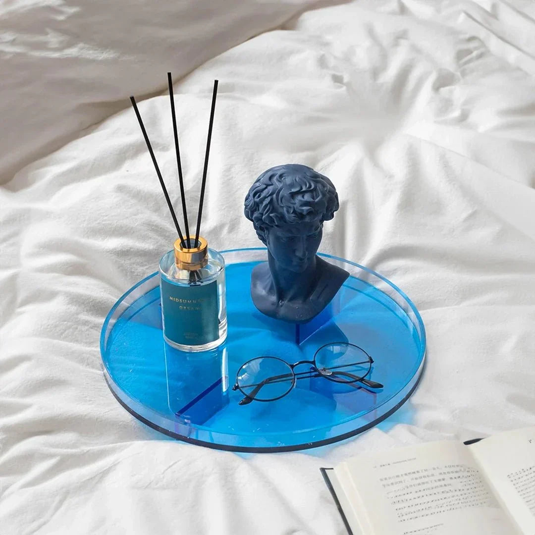 PrismTray | Vibrant Round Acrylic Storage Tray for Bathroom, Vanity, and Home Organization