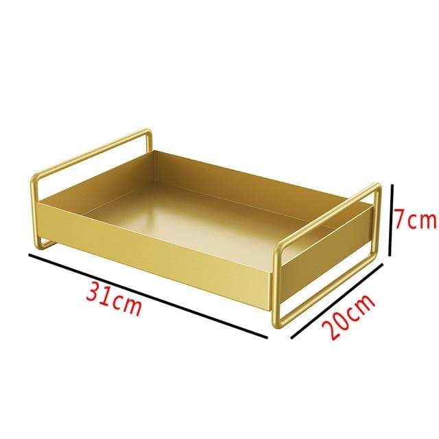 EleganceTray | Premium Gold Metal Storage Tray - Sleek Vanity & Bathroom Organizer