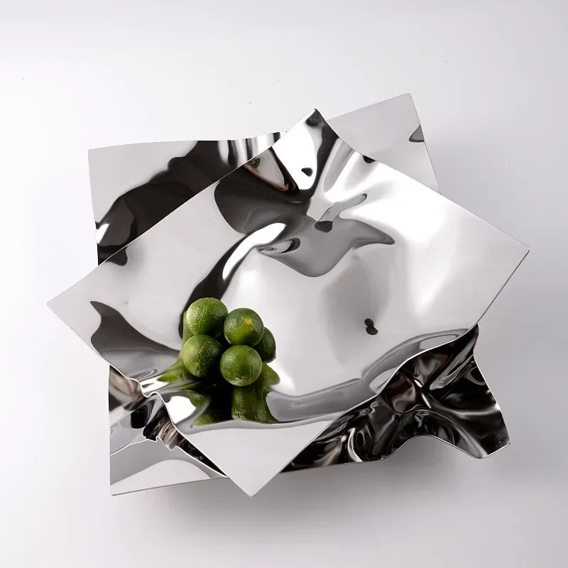 GlimmerPlate | Unique Stainless Steel Decorative Tray - Chic Storage Solution for Contemporary Home Decor