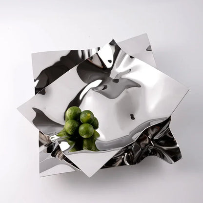 GlimmerPlate | Unique Stainless Steel Decorative Tray - Chic Storage Solution for Contemporary Home Decor